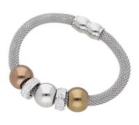 Armband JACQUES CHARREL "mit Kristallsteinen, tricolor, Edelstahl", Damen, Gr. 20cm, Edelstahl, rosa (silber, rosé vergoldet, silber vergoldet), Armbänder Armband (31075200-0) silber, rosé vergoldet,