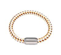 Armband JACQUES CHARREL "weiß, geflochten, in Deutschland-Optik mit Magnetverschluß", Damen, Gr. 21cm, Edelstahl, bunt (mehrfarbig), Armbänder Armband (58099522-0) mehrfarbig