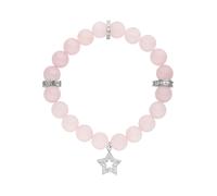 Armband JOBO "Rosenquarz 18 cm", rosa, rosa, Armbänder, Damen, 18cm, Silikon, Armband, mit Stern aus 925 Silber mit Zirkonia (32980943-0) rosa, rosa