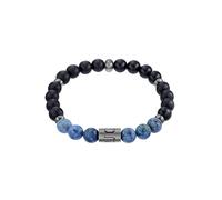 Armband JOOP "2033995", blau (gunfarben, blau, schwarz, blau, schwarz), Armbänder, Herren, 18cm, Edelstahl, Edelstahlarmband, mit Achat, Dumortierit (77703058-0) gunfarben, blau, schwarz, blau, schwar