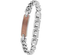 Armband JOOP "2038040", braun (edelstahlfarben, braun), Armbänder, Herren, 21,5cm, Edelstahl, Armband (32573558-0) edelstahlfarben, braun