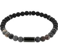 Armband JOOP "2038991", schwarz (gunfarben, schwarz, schwarz), Armbänder, Herren, 19cm, Edelstahl, Armband, mit Achat, Hypersthen (23368755-0) gunfarben, schwarz, schwarz