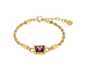 Armband JOOP "Schmuck, Geschenk", rosa (gelbgoldfarben, lila, lila), Armbänder, Damen, 20cm, Edelstahl, Armband, mit Zirkonia (synth.) (35034827-0) gelbgoldfarben, lila, lila