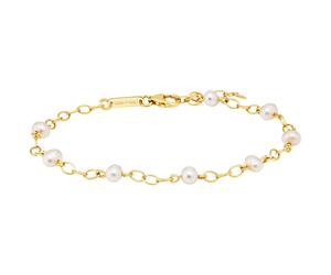 Armband JULIE JULSEN "925/- Sterling Silber vergoldet 8 Perlen 19cm lang", gold, Armbänder, Damen, 19cm, Silber 925 (Sterlingsilber), Armband (54344209-0) gold