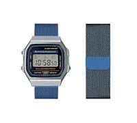 Armband Kompatibel für Casio A168WA Armband Metall Mesh Gewebte Edelstahl Solo Loop Ersatzarmband mit Casio A168WA Uhrenarmband Armbänder für Casio A168WA Armband (4,A168WA)