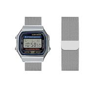 Armband Kompatibel für Casio A168WA Armband Metall Mesh Gewebte Edelstahl Solo Loop Ersatzarmband mit Casio A168WA Uhrenarmband Armbänder für Casio A168WA Armband (7,A168WA)