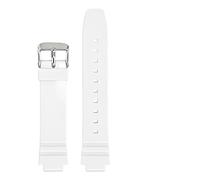 Armband kompatibel mit Casio LRW-250H 200 LX-500H Harzkautschuk-Uhrenarmband Herren Damen glänzend konvexes Silikonarmband 12 mm(White01)