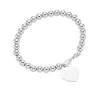 Armband "Kugel Armband mit Behang Herz, Silber 925", silber, GIORGIO MARTELLO MILANO, Armbänder, Damen, 19cm, Silber 925 (Sterlingsilber), Armband (76273756-0) silber