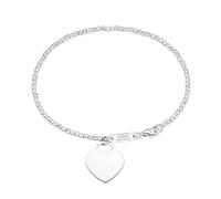 Armband GIORGIO MARTELLO MILANO "Kugelkette diamantiert mit Anhänger Herz, Silber 925" Armbänder Gr. 19 cm, Silber 925 (Sterlingsilber), silberfarben (silber) Damen Armbänder (25900929-0)