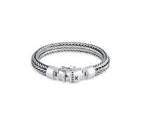 Armband KUZZOI "Herren Kastenverschluss Zopfglieder 925er Silber" Gr. 19, silber, Armbänder, Herren, 19cm, ohne Stein, Silber 925 (Sterlingsilber), Armband (43352768-19) silber