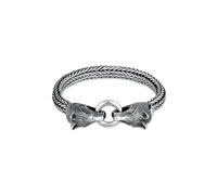 Kuzzoi Armband Herren Wolfskopf Ringverschluss Rund 925 Silber 21 cm silberfarben Armketten Armbänder Schmuck 21 cm silberfarben