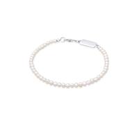 Kuzzoi Buddha Herren Armband mit Süßwasserperlen (3 mm) oval geformt, Perlenarmband für den Mann in 925 Sterling Silber, Unisex Armschmuck mit Perlen, Länge 23 cm