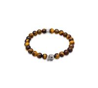 Armband KUZZOI "Tigerauge Totenkopf Bead Steinarmband 925 Silber" Armbänder Gr. 21 cm, ohne Stein, Silber 925 (Sterlingsilber), braun (braun, braun) Herren Armbänder (34713011-21)