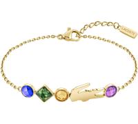 Armband LACOSTE "DEVA, 2040361", gold (gelbgoldfarben, blau, grün, orange, lila, blau, grün, orange, lila), Armbänder, Damen, 21cm, Edelstahl, Armband, mit Sodalith, Topas, Amethyst, Moosachat (439621