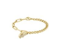 Armband LACOSTE "Schmuck Edelstahl Armband Ankerkette CROCODILE", gold (gelbgoldfarben, kristallweiß, kristallweiß), Armbänder, Damen, 20,5cm, Edelstahl, Armband, mit Glasstein (69275336-0) gelbgoldfa