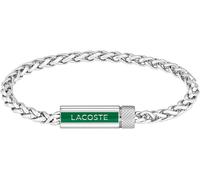 Armband LACOSTE "SPELT", grün (edelstahlfarben, grün), Armbänder, Herren, 21cm, Edelstahl, Armband, mit Emaille (57104326-0) edelstahlfarben, grün