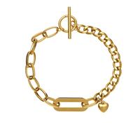 Armband LASCANA "Chunky Armkette", Damen, Gr. Edelstahl, goldfarben, glänzend, Armbänder Armband, NEU Mit Herz Anhänger (27055645-0) goldfarben