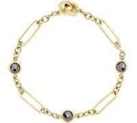 JEWELS BY LEONARDO Armband Clip & Mix Delica, Arm-Schmuck aus goldfarbenem Edelstahl, längliche Kettenglieder und schwarze Glassteine, 19 cm Länge, Schmuck Damen, 024440