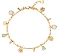 Leonardo Jewels Armband Ella, Arm-Schmuck aus Edelstahl, goldfarbene Zylinder-Perlen mit eingehangenen Anhängern, 18-20 cm Länge, Damen Schmuck, 023544
