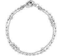 JEWELS BY LEONARDO Armband Clip & Mix Ilvi, Arm-Schmuck aus silberfarbenem Edelstahl, unterschiedlich geformte Edelstahlperlen, 18,5 cm Länge, Schmuck Damen, 024447