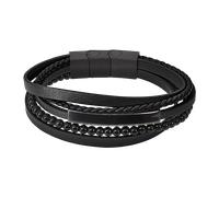 Armband LOTUS "Iron Road", schwarz, edelstahlfarben, Armbänder, Herren, 21,8cm, Edelstahl Leder, Edelstahl, Leder, Armband (28121227-0) schwarz, edelstahlfarben