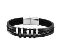 Armband LOTUS "Urban Man", schwarz (schwarz, edelstahlfarben), Armbänder, Herren, 21,5cm, Edelstahl Leder, Edelstahl, Leder, Armband (18310726-0) schwarz, edelstahlfarben