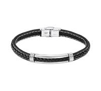 Armband LOTUS "Urban Man", schwarz (schwarz, weiß, edelstahlfarben), Armbänder, Herren, 22,6cm, Edelstahl Leder Textil, Edelstahl, Leder, Textil, Armband (97997619-0) schwarz, weiß, edelstahlfarben