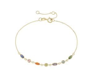 Armband LUIGI MERANO "mit farbigen Zirkonia, Gold 585", mehrfarbig, Armbänder, Damen, 19cm, Gelbgold 585, Armband (98742208-0) mehrfarbig