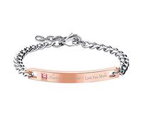 Armband Mama Damen Armband mit Gravur - Edelstahl Panzerkette Armreif Muttertag Armband Armkette Geschenk mit Grußkarte Geschenkbox, Rosegold Silber
