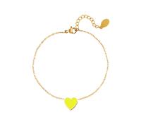 Armband mit Enamel ♥ Herz Anhänger (16 cm + 3 cm) - Edelstahl (Gold) - Gelb