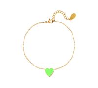 Armband mit Enamel ♥ Herz Anhänger (16 cm + 3 cm) - Edelstahl (Gold) - Grün