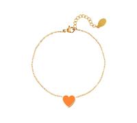 Armband mit Enamel ♥ Herz Anhänger (16 cm + 3 cm) - Edelstahl (Gold) - Orange