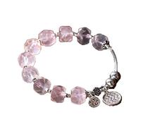Armband mit Lotus-Anhänger aus 925er Silber mit natürlichem rosafarbenem Kristall