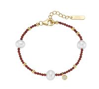 Armband "mit Süßwasser-Perlen und Ziersteinen, Silber 925", gold, GIORGIO MARTELLO MILANO, Armbänder, Damen, 19cm, Silber 925 (Sterlingsilber), Armband (14805445-0) gold