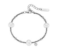 Armband "mit Süßwasser-Perlen und Ziersteinen, Silber 925", silber, GIORGIO MARTELLO MILANO, Armbänder, Damen, 19cm, Silber 925 (Sterlingsilber), Armband (40372158-0) silber