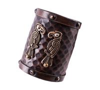 Armband mit Wikinger Motiv aus Leder Hugin und Munin