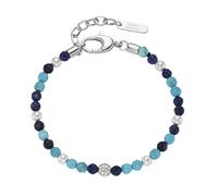 Armband "mit Zirkonia, Steinkugeln und Muschelkern-Perlen, Silber 925", blau, GIORGIO MARTELLO MILANO, Armbänder, Damen, 20cm, Silber 925 (Sterlingsilber), Armband (65732120-0) blau