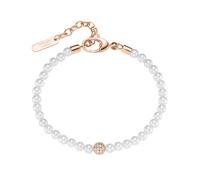 Armband "mit Zirkonia und Muschelkern-Perlen, Silber 925", rosa (rosé vergoldet), GIORGIO MARTELLO MILANO, Armbänder, Damen, 20cm, Silber 925 (Sterlingsilber), Armband (91610050-0) rosé vergoldet