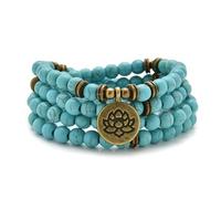 Armband oder Halskette aus 108 heilenden Mala-Perlen mit goldenem Lotus-Anhänger