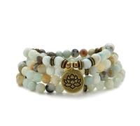 Armband oder Halskette aus 108 heilenden Mala-Perlen mit goldenem Lotus-Anhänger