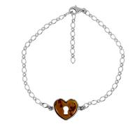 Armband OSTSEE-SCHMUCK "- Herz - Silber 925/000 - Bernstein" Gr. 21, silber (silber 925, silberfarben, weiß), Armbänder, Damen, Silber 925 (Sterlingsilber), Armband (94972803-21) silber 925, silberfar
