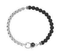 Armband "Panzerkette, schwarzer Achat oder Perle, Silber 925", schwarz, GIORGIO MARTELLO MILANO, Armbänder, Herren, 21cm, Silber 925 (Sterlingsilber), Armband (84334312-0) schwarz