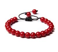 Armband Perlen, 7 Chakra Natürlichen Roten Karneol Stein Perlen Armband Verstellbar Weben Armreif Boho Yoga Halbedelstein Schmuck Für Frauen Paar Urlaub Geschenk