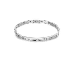 Armband POLICE "Bond", edelstahlfarben, schwarz, schwarz, Armbänder, Herren, 21,5cm, Edelstahl, Armband, mit Kristallstein (synth.) (63238209-0) edelstahlfarben, schwarz, schwarz