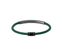 Armband POLICE "Carbon", grün, schwarz, gunfarben, Armbänder, Herren, 22cm, Edelstahl Leder, Edelstahl, Leder, Armband (90447539-0) grün, schwarz, gunfarben