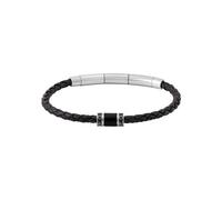 Armband POLICE "Carbon", schwarz, edelstahlfarben, Armbänder, Herren, 22cm, Edelstahl Leder, Edelstahl, Leder, Armband (29955713-0) schwarz, edelstahlfarben