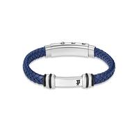 Armband POLICE "Highbridge", blau, edelstahlfarben, schwarz, Armbänder, Herren, 22,5cm, Edelstahl Kautschuk Leder, Edelstahl, Kautschuk, Leder, Armband (46431802-0) blau, edelstahlfarben, schwarz