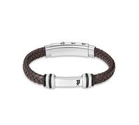 Armband POLICE "Highbridge", braun, edelstahlfarben, schwarz, Armbänder, Herren, 22,5cm, Edelstahl Kautschuk Leder, Edelstahl, Kautschuk, Leder, Armband (58383517-0) braun, edelstahlfarben, schwarz