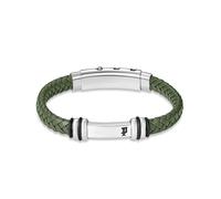 Armband POLICE "Highbridge", grün, edelstahlfarben, schwarz, Armbänder, Herren, 22,5cm, Edelstahl Kautschuk Leder, Edelstahl, Kautschuk, Leder, Armband (89533708-0) grün, edelstahlfarben, schwarz