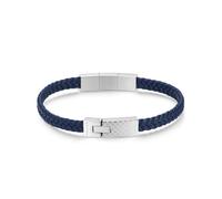 Armband POLICE "Intersect", blau, edelstahlfarben, Armbänder, Herren, 22cm, Edelstahl Leder, Edelstahl, Leder, Armband (47181032-0) blau, edelstahlfarben